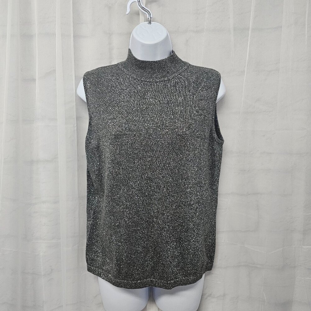 Liz Claiborne Tank Top Gray Silver Metallic Glam SP